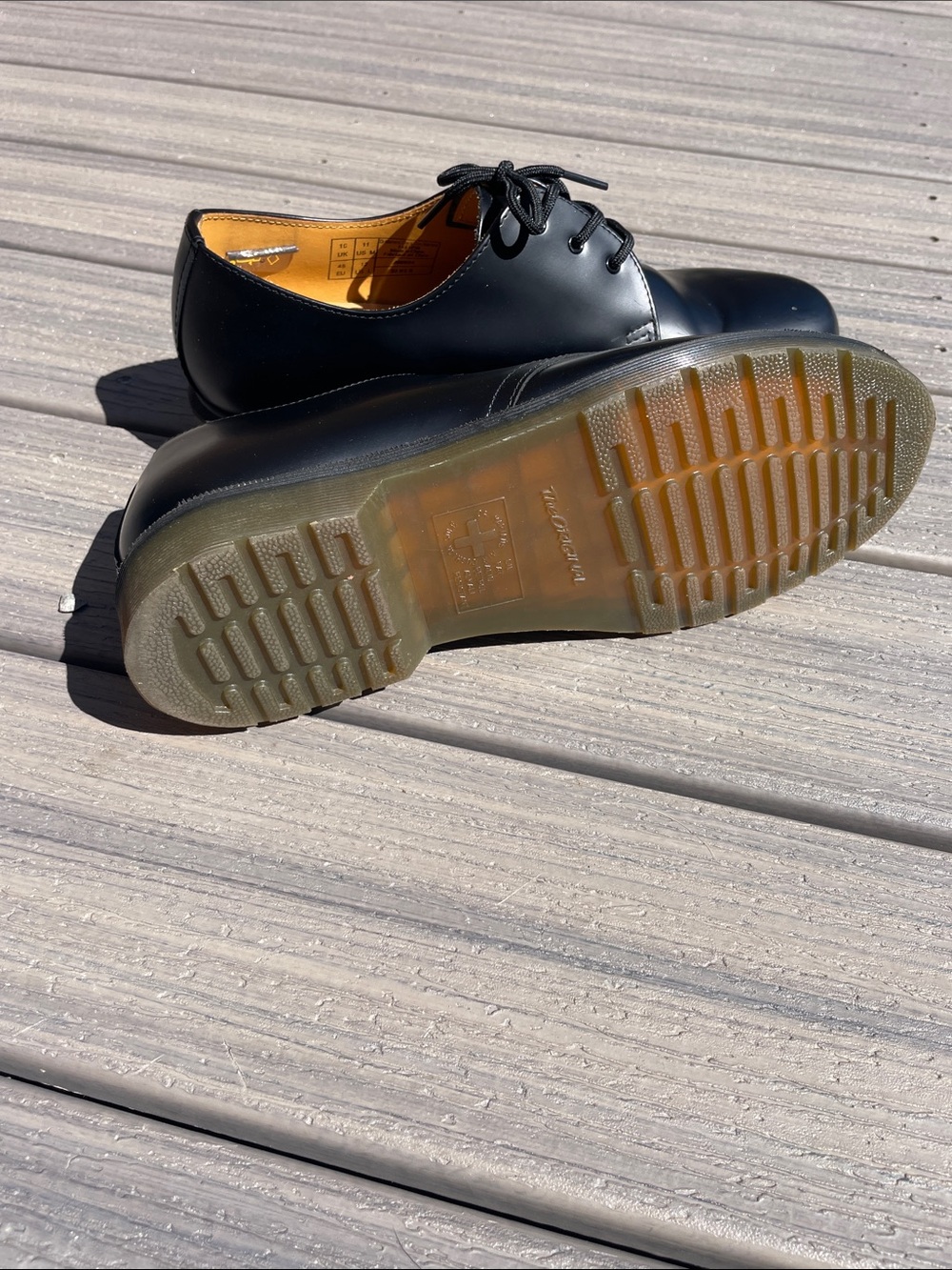 Dr. Martens Black Leather 3-Eye Derby Shoes with Translucent Sole